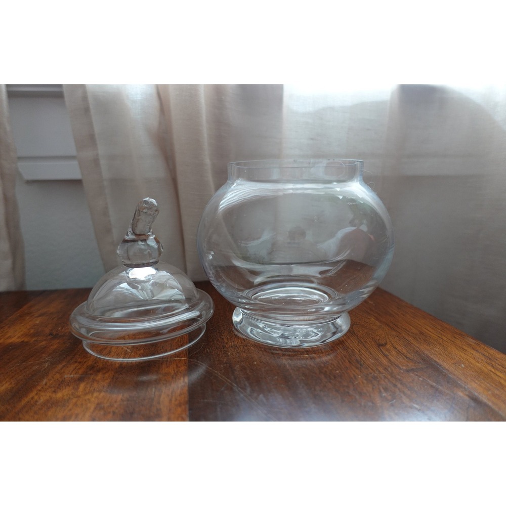 Vintage 8‎ inches clear glass apothecary jar with lid - Picture 5 of 9